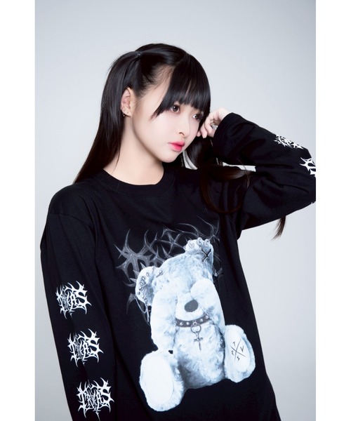 TRAVAS TOKYO（トラバス トウキョウ）の「『TRAVAS TOKYO/トラバス トーキョー』くまプリントL/S Tee/ロングスリーブカットソー（Tシャツ/カットソー・レディース・ブラック×ホワイト/レオパード/ブラック×パープル/ホワイト×ブラック・FREE）」の8枚目の写真