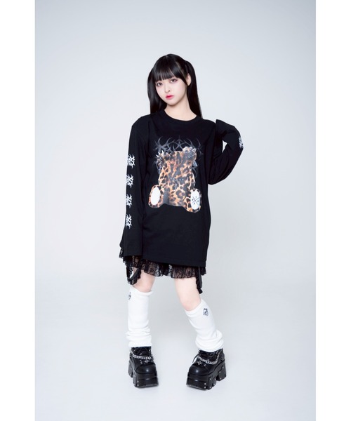 TRAVAS TOKYO（トラバス トウキョウ）の「『TRAVAS TOKYO/トラバス トーキョー』くまプリントL/S Tee/ロングスリーブカットソー（Tシャツ/カットソー・レディース・ブラック×ホワイト/レオパード/ブラック×パープル/ホワイト×ブラック・FREE）」の21枚目の写真