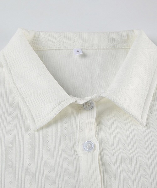VIBGYOR（ヴィブジョー）の「【LAMPOON】柄織りリブブラウス（シャツ/ブラウス・レディース・ホワイト・MEDIUM/SMALL/LARGE）」の3枚目の写真