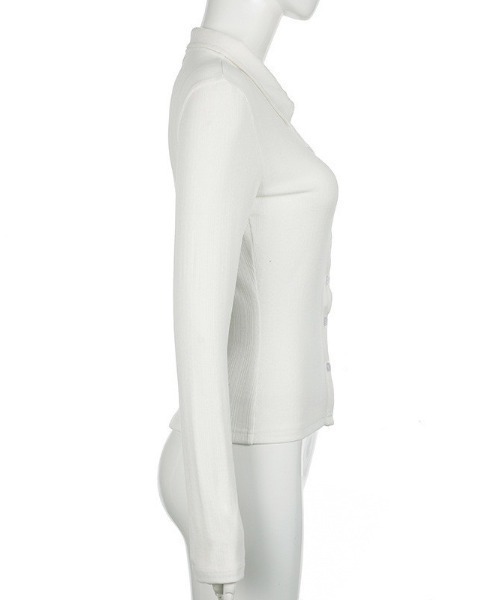 VIBGYOR（ヴィブジョー）の「【LAMPOON】柄織りリブブラウス（シャツ/ブラウス・レディース・ホワイト・MEDIUM/SMALL/LARGE）」の5枚目の写真