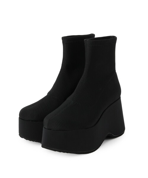 セール】スタイルぐんっとアップ！厚底ニットショートブーツ（ブーツ