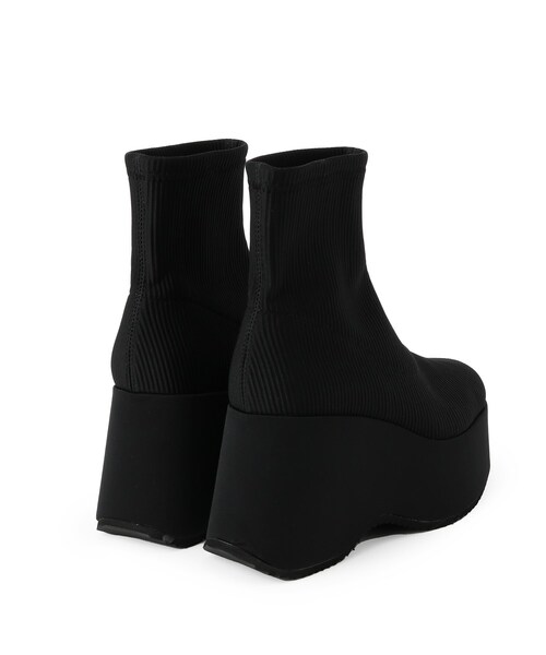 セール】スタイルぐんっとアップ！厚底ニットショートブーツ