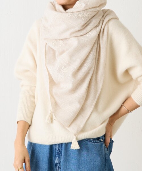 BEARDSLEY(ビアズリー)の「《CITRUS》刺繍タッセルストール(ストール/ショール・レディース・ベージュ/グレー・FREE)」の14枚目の写真