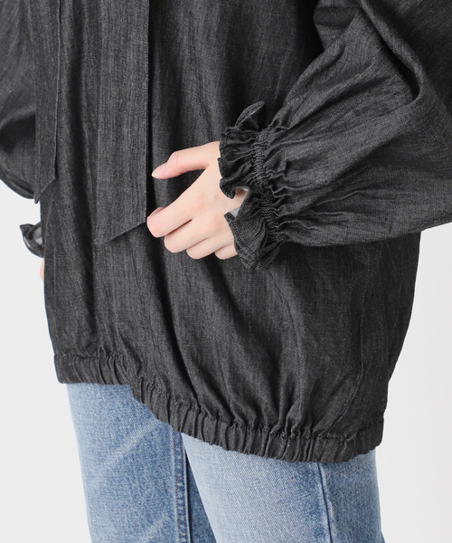 journal standard L'essage（ジャーナルスタンダードレサージュ）の「5OZ デニム リボンブラウス 2（シャツ/ブラウス・レディース・ブラック・FREE）」の13枚目の写真