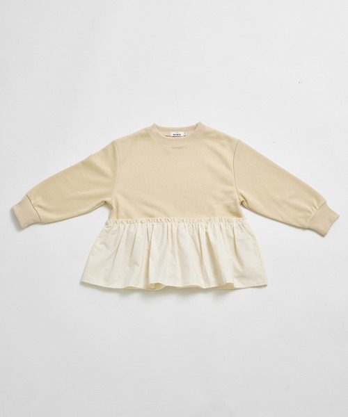 pairmanon（ペアマノン）の「【まいにちスウェット】ガールズ  裏毛 ペプラム スウェット（スウェット・キッズ・ライトベージュ/チャコールグレー/ピンク・100/110/120/130/140/150/90）」の8枚目の写真