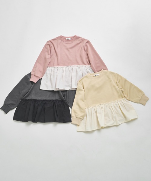 pairmanon（ペアマノン）の「【まいにちスウェット】ガールズ  裏毛 ペプラム スウェット（スウェット・キッズ・ライトベージュ/チャコールグレー/ピンク・100/110/120/130/140/150/90）」の12枚目の写真