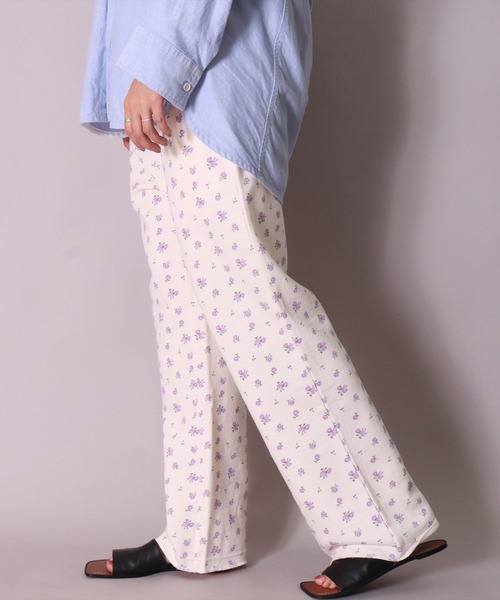JEMORGAN(ジェーイーモーガン)の「(LK)【JEMORGAN】小花柄 ガーゼ裏毛 パンツ(スウェットパンツ・レディース・パープル系1/ブルー系1/ブルー系2/パープル系2/ライラック系1・FREE)」の5枚目の写真