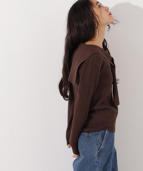N.(N. Natural Beauty Basic)(エヌエヌナチュラルビューティーベーシック)の「セーラーカラーニット(ニット/セーター・レディース・ブラウン/オレンジ/グレー・MEDIUM)」の22枚目の写真