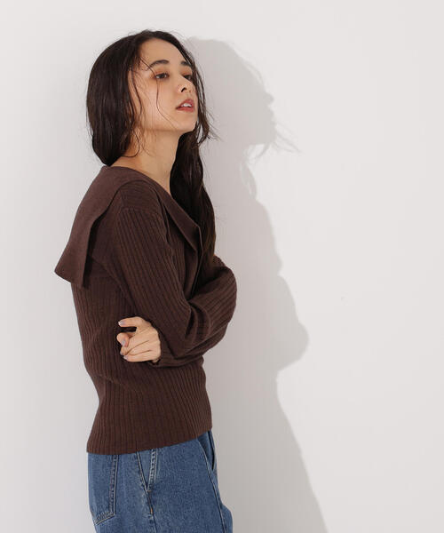 N.(N. Natural Beauty Basic)(エヌエヌナチュラルビューティーベーシック)の「セーラーカラーニット(ニット/セーター・レディース・ブラウン/オレンジ/グレー・MEDIUM)」の21枚目の写真
