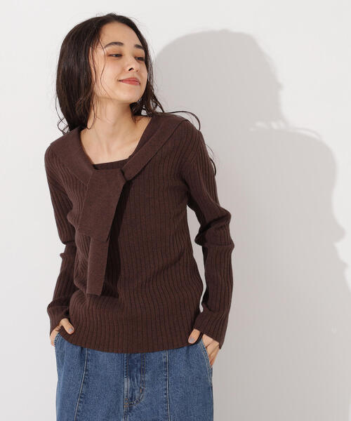 N.(N. Natural Beauty Basic)(エヌエヌナチュラルビューティーベーシック)の「セーラーカラーニット(ニット/セーター・レディース・ブラウン/オレンジ/グレー・MEDIUM)」の19枚目の写真