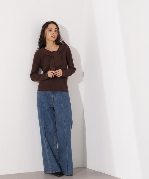 N.(N. Natural Beauty Basic)(エヌエヌナチュラルビューティーベーシック)の「セーラーカラーニット(ニット/セーター・レディース・ブラウン/オレンジ/グレー・MEDIUM)」の18枚目の写真