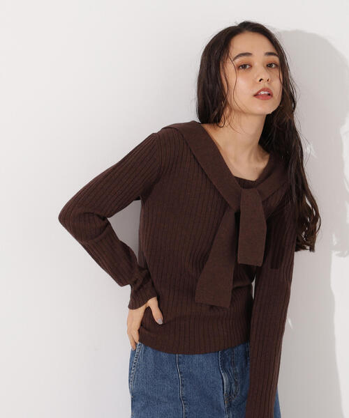 N.(N. Natural Beauty Basic)(エヌエヌナチュラルビューティーベーシック)の「セーラーカラーニット(ニット/セーター・レディース・ブラウン/オレンジ/グレー・MEDIUM)」の17枚目の写真