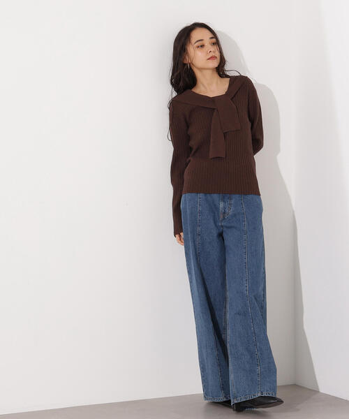 N.(N. Natural Beauty Basic)(エヌエヌナチュラルビューティーベーシック)の「セーラーカラーニット(ニット/セーター・レディース・ブラウン/オレンジ/グレー・MEDIUM)」の16枚目の写真