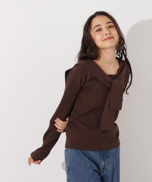 N.(N. Natural Beauty Basic)(エヌエヌナチュラルビューティーベーシック)の「セーラーカラーニット(ニット/セーター・レディース・ブラウン/オレンジ/グレー・MEDIUM)」の14枚目の写真