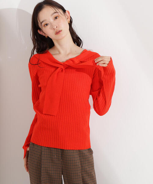 N.(N. Natural Beauty Basic)(エヌエヌナチュラルビューティーベーシック)の「セーラーカラーニット(ニット/セーター・レディース・ブラウン/オレンジ/グレー・MEDIUM)」の7枚目の写真