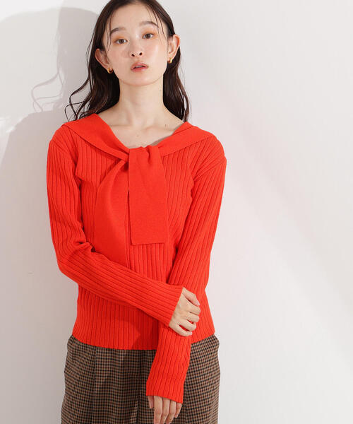 N.(N. Natural Beauty Basic)(エヌエヌナチュラルビューティーベーシック)の「セーラーカラーニット(ニット/セーター・レディース・ブラウン/オレンジ/グレー・MEDIUM)」の8枚目の写真