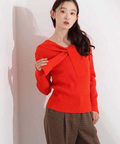 N.(N. Natural Beauty Basic)(エヌエヌナチュラルビューティーベーシック)の「セーラーカラーニット(ニット/セーター・レディース・ブラウン/オレンジ/グレー・MEDIUM)」の10枚目の写真