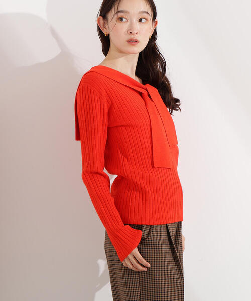 N.(N. Natural Beauty Basic)(エヌエヌナチュラルビューティーベーシック)の「セーラーカラーニット(ニット/セーター・レディース・ブラウン/オレンジ/グレー・MEDIUM)」の11枚目の写真