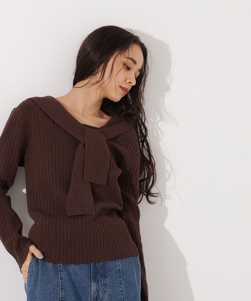 N.(N. Natural Beauty Basic)(エヌエヌナチュラルビューティーベーシック)の「セーラーカラーニット(ニット/セーター・レディース・ブラウン/オレンジ/グレー・MEDIUM)」の2枚目の写真