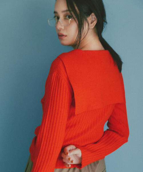 N.(N. Natural Beauty Basic)(エヌエヌナチュラルビューティーベーシック)の「セーラーカラーニット(ニット/セーター・レディース・ブラウン/オレンジ/グレー・MEDIUM)」の3枚目の写真