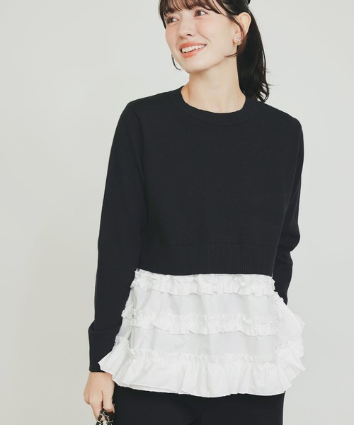 PICCIN PERLA（ピッチンペルラ）の「裾フリルニット（ニット/セーター・レディース・オフホワイト/ブラック/ブラック系その他・M）」の18枚目の写真