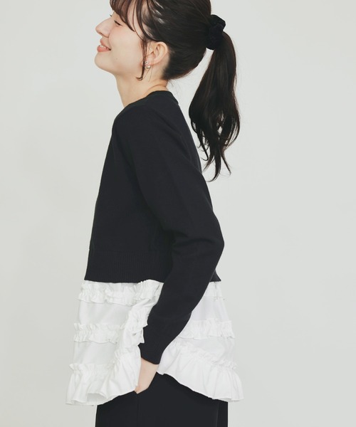 PICCIN PERLA（ピッチンペルラ）の「裾フリルニット（ニット/セーター・レディース・オフホワイト/ブラック/ブラック系その他・M）」の17枚目の写真