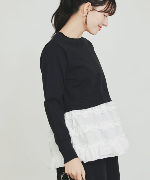 PICCIN PERLA（ピッチンペルラ）の「裾フリルニット（ニット/セーター・レディース・オフホワイト/ブラック/ブラック系その他・M）」の15枚目の写真