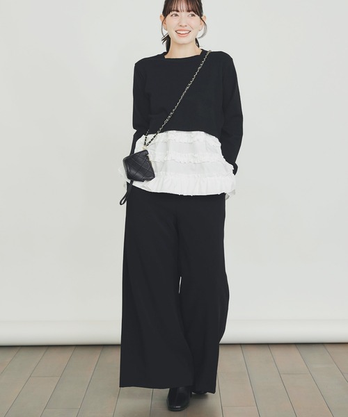 PICCIN PERLA（ピッチンペルラ）の「裾フリルニット（ニット/セーター・レディース・オフホワイト/ブラック/ブラック系その他・M）」の14枚目の写真