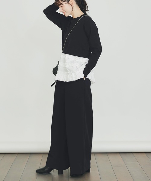 PICCIN PERLA（ピッチンペルラ）の「裾フリルニット（ニット/セーター・レディース・オフホワイト/ブラック/ブラック系その他・M）」の13枚目の写真