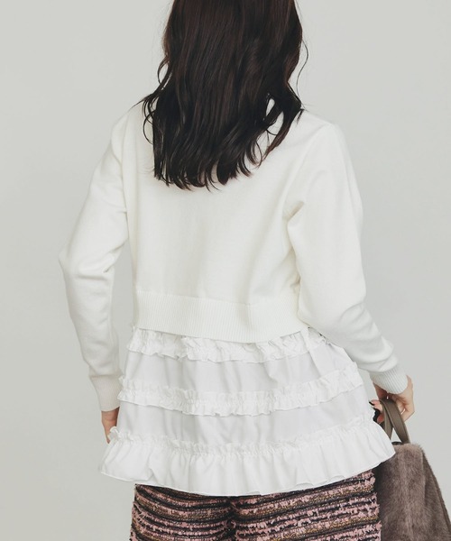 PICCIN PERLA（ピッチンペルラ）の「裾フリルニット（ニット/セーター・レディース・オフホワイト/ブラック/ブラック系その他・M）」の6枚目の写真