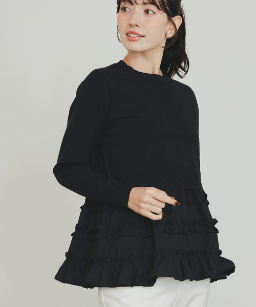 PICCIN PERLA（ピッチンペルラ）の「裾フリルニット（ニット/セーター・レディース・オフホワイト/ブラック/ブラック系その他・M）」の22枚目の写真