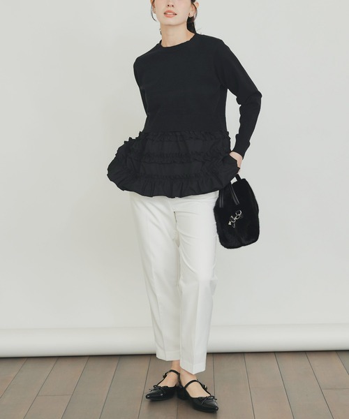 PICCIN PERLA（ピッチンペルラ）の「裾フリルニット（ニット/セーター・レディース・オフホワイト/ブラック/ブラック系その他・M）」の21枚目の写真