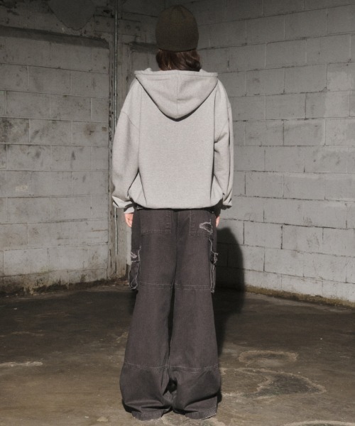 Midnight Move(ミッドナイトムーブ)の「A'GEM/9 × .kom 『MIDNIGHT MOVE/ミッドナイトムーブ』eyelet hood zip up/アイレットフードジップアップ(パーカー・レディース・ブラック/グレー・FREE)」の8枚目の写真