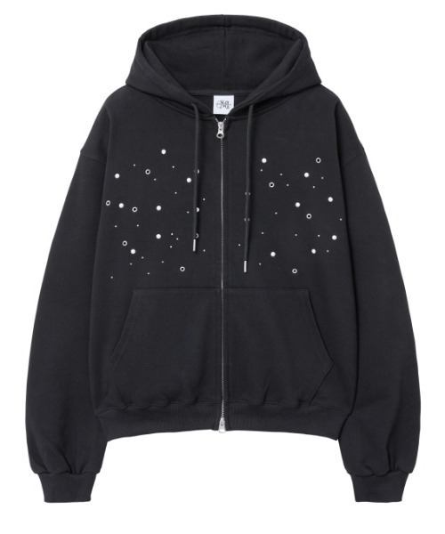 Midnight Move(ミッドナイトムーブ)の「A'GEM/9 × .kom 『MIDNIGHT MOVE/ミッドナイトムーブ』eyelet hood zip up/アイレットフードジップアップ(パーカー・レディース・ブラック/グレー・FREE)」の9枚目の写真