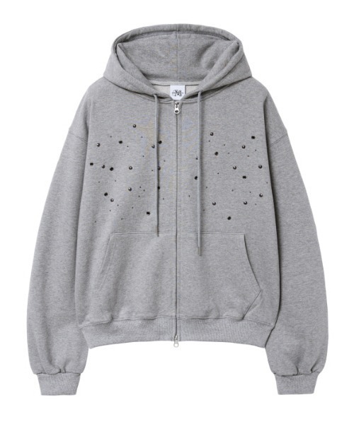 Midnight Move(ミッドナイトムーブ)の「A'GEM/9 × .kom 『MIDNIGHT MOVE/ミッドナイトムーブ』eyelet hood zip up/アイレットフードジップアップ(パーカー・レディース・ブラック/グレー・FREE)」の12枚目の写真
