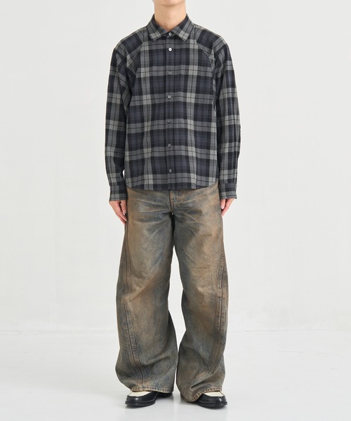 CONZ(コンズ)の「COMPACT FIT WOOL PANEL SHIRT(シャツ/ブラウス・メンズ・ダークグレー/チェック/ブラック・1/2/3)」の9枚目の写真