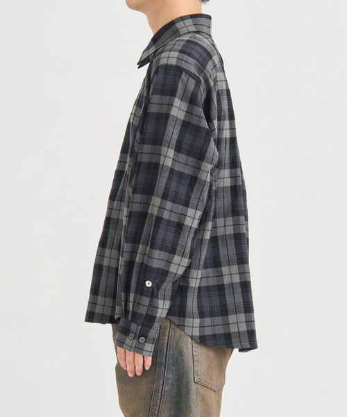 CONZ(コンズ)の「COMPACT FIT WOOL PANEL SHIRT(シャツ/ブラウス・メンズ・ダークグレー/チェック/ブラック・1/2/3)」の7枚目の写真