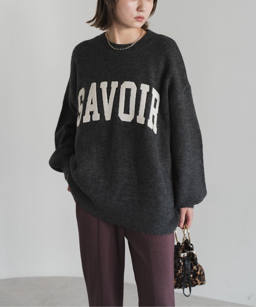 Bonjour Sagan（ボンジュールサガン）の「サガラ刺繍ニットプルオーバー（ニット/セーター・レディース・ライトベージュ/チャコールグレー/ライトグレー・FREE）」の2枚目の写真