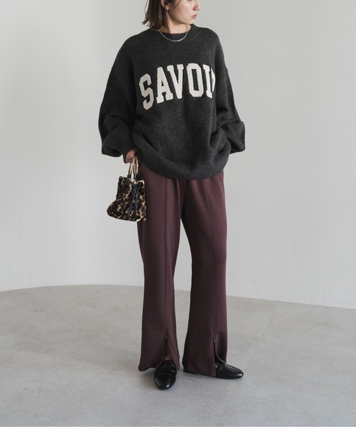 Bonjour Sagan（ボンジュールサガン）の「サガラ刺繍ニットプルオーバー（ニット/セーター・レディース・ライトベージュ/チャコールグレー/ライトグレー・FREE）」の4枚目の写真