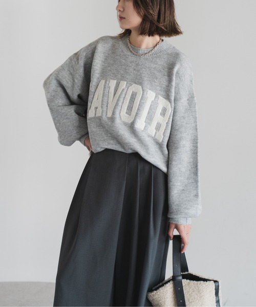 Bonjour Sagan（ボンジュールサガン）の「サガラ刺繍ニットプルオーバー（ニット/セーター・レディース・ライトベージュ/チャコールグレー/ライトグレー・FREE）」の11枚目の写真