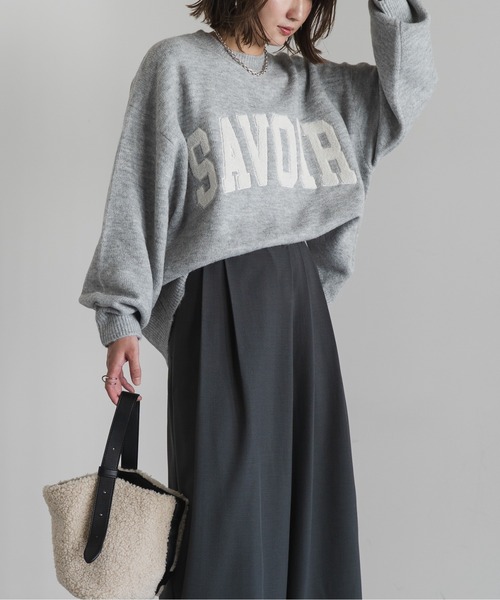 Bonjour Sagan（ボンジュールサガン）の「サガラ刺繍ニットプルオーバー（ニット/セーター・レディース・ライトベージュ/チャコールグレー/ライトグレー・FREE）」の17枚目の写真