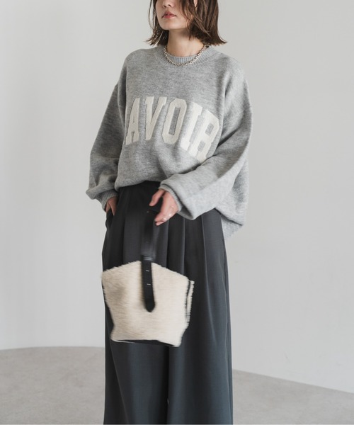 Bonjour Sagan（ボンジュールサガン）の「サガラ刺繍ニットプルオーバー（ニット/セーター・レディース・ライトベージュ/チャコールグレー/ライトグレー・FREE）」の12枚目の写真