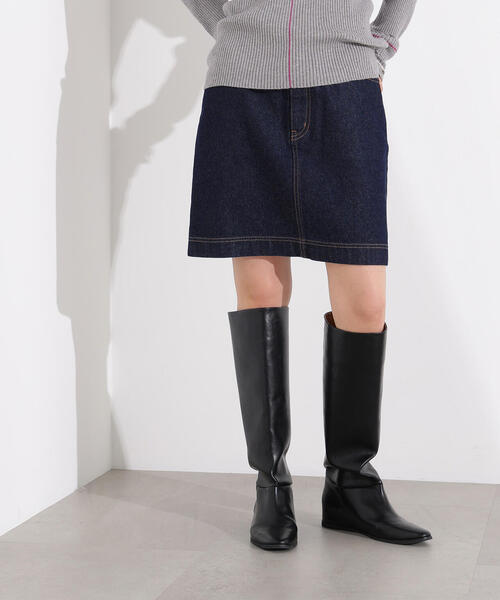 N.(N. Natural Beauty Basic)(エヌエヌナチュラルビューティーベーシック)の「【PS/低身長サイズ】デニムスカート(スカート・レディース・ライトブルー/ネイビー・MEDIUM/P/S)」の1枚目の写真