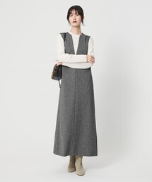 BEAUTY&YOUTH UNITED ARROWS(ビューティーアンドユースユナイテッドアローズ)のポリエステルツイードライク ジャンパースカート(ジャンパースカート)