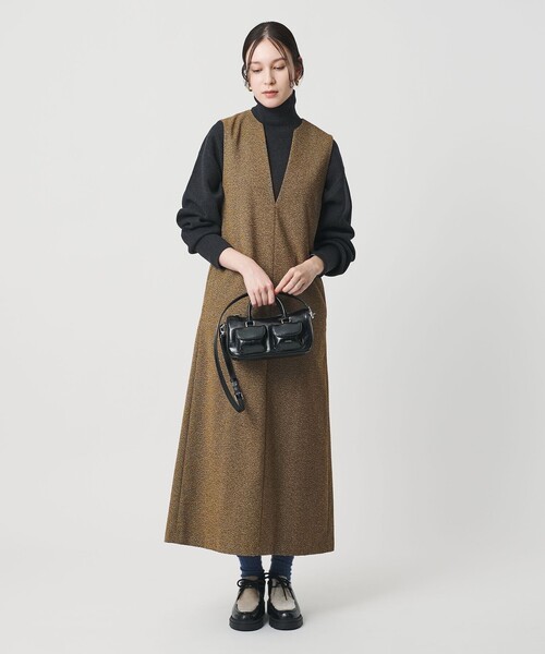 BEAUTY&YOUTH UNITED ARROWS(ビューティーアンドユースユナイテッドアローズ)の「ポリエステルツイードライク ジャンパースカート(ジャンパースカート・レディース・ダークグレー/ブラック/モカ・M/S/XS)」の4枚目の写真