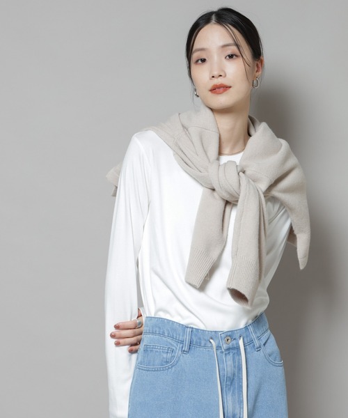 NANO universe(ナノユニバース)の「吸湿発熱クルーネックロングスリーブTシャツ(Tシャツ/カットソー・レディース・グレー/ホワイト/ブラック・FREE)」の1枚目の写真