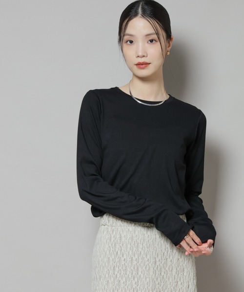 NANO universe(ナノユニバース)の「吸湿発熱クルーネックロングスリーブTシャツ(Tシャツ/カットソー・レディース・グレー/ホワイト/ブラック・FREE)」の22枚目の写真