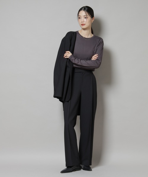 NANO universe(ナノユニバース)の「吸湿発熱クルーネックロングスリーブTシャツ(Tシャツ/カットソー・レディース・グレー/ホワイト/ブラック・FREE)」の10枚目の写真