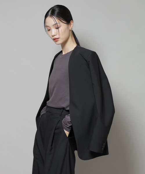 NANO universe(ナノユニバース)の「吸湿発熱クルーネックロングスリーブTシャツ(Tシャツ/カットソー・レディース・グレー/ホワイト/ブラック・FREE)」の7枚目の写真