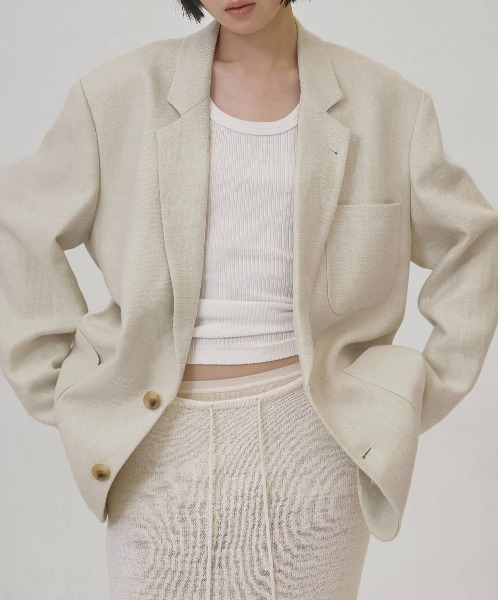 TODAYFUL（トゥデイフル）の「Boyfriend Linen Jacket（テーラードジャケット・レディース・キナリ/ブラック/ベージュ・36inch/38inch）」の2枚目の写真